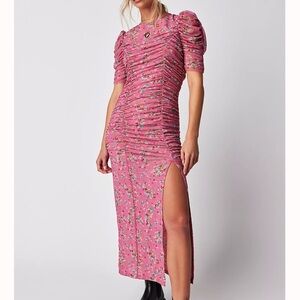 Free People Briella Ruched Midi Dress - Like NEW
